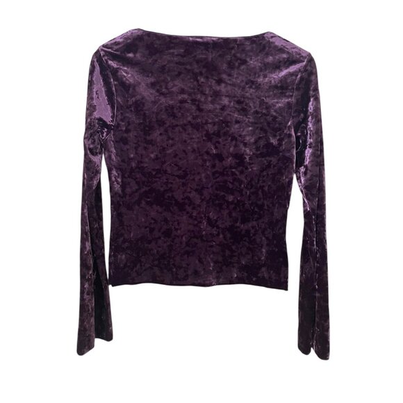 Vintage Moda International Whimsigoth Purple Velvet Bodycon Crisscross Top M - Picture 4 of 6